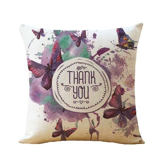 45*45cm Cotton Linen Cushion Covers Throw Pillows Case Butterfly Pattern Sofa Cushions Cover Home Decor Pillow Cover funda cojin