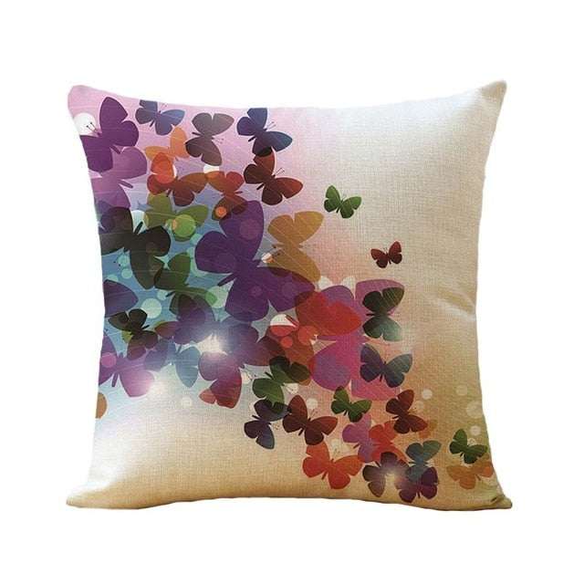 45*45cm Cotton Linen Cushion Covers Throw Pillows Case Butterfly Pattern Sofa Cushions Cover Home Decor Pillow Cover funda cojin