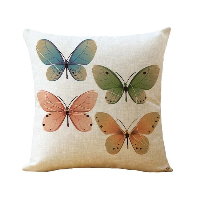 45*45cm Cotton Linen Cushion Covers Throw Pillows Case Butterfly Pattern Sofa Cushions Cover Home Decor Pillow Cover funda cojin