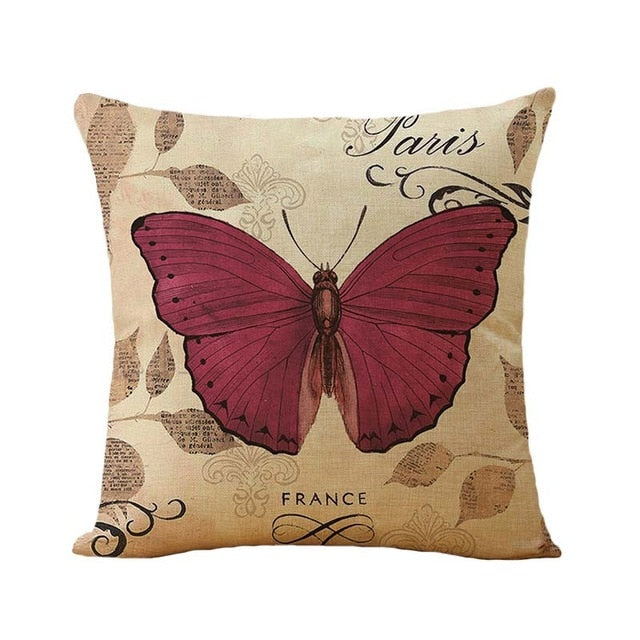 45*45cm Cotton Linen Cushion Covers Throw Pillows Case Butterfly Pattern Sofa Cushions Cover Home Decor Pillow Cover funda cojin