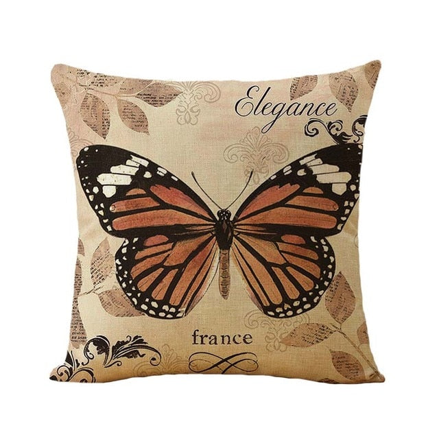 45*45cm Cotton Linen Cushion Covers Throw Pillows Case Butterfly Pattern Sofa Cushions Cover Home Decor Pillow Cover funda cojin