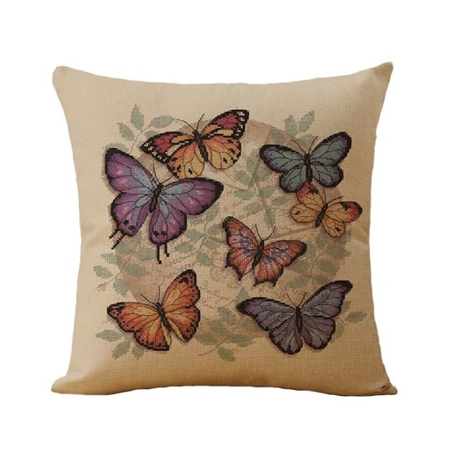 45*45cm Cotton Linen Cushion Covers Throw Pillows Case Butterfly Pattern Sofa Cushions Cover Home Decor Pillow Cover funda cojin