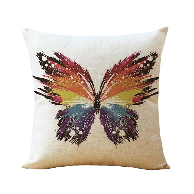 45*45cm Cotton Linen Cushion Covers Throw Pillows Case Butterfly Pattern Sofa Cushions Cover Home Decor Pillow Cover funda cojin