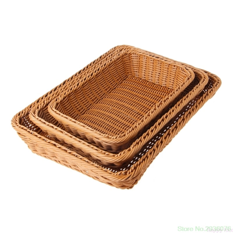 Home Square Artificial Rattan Harden Storage Basket Organizer Food Fruit Bins