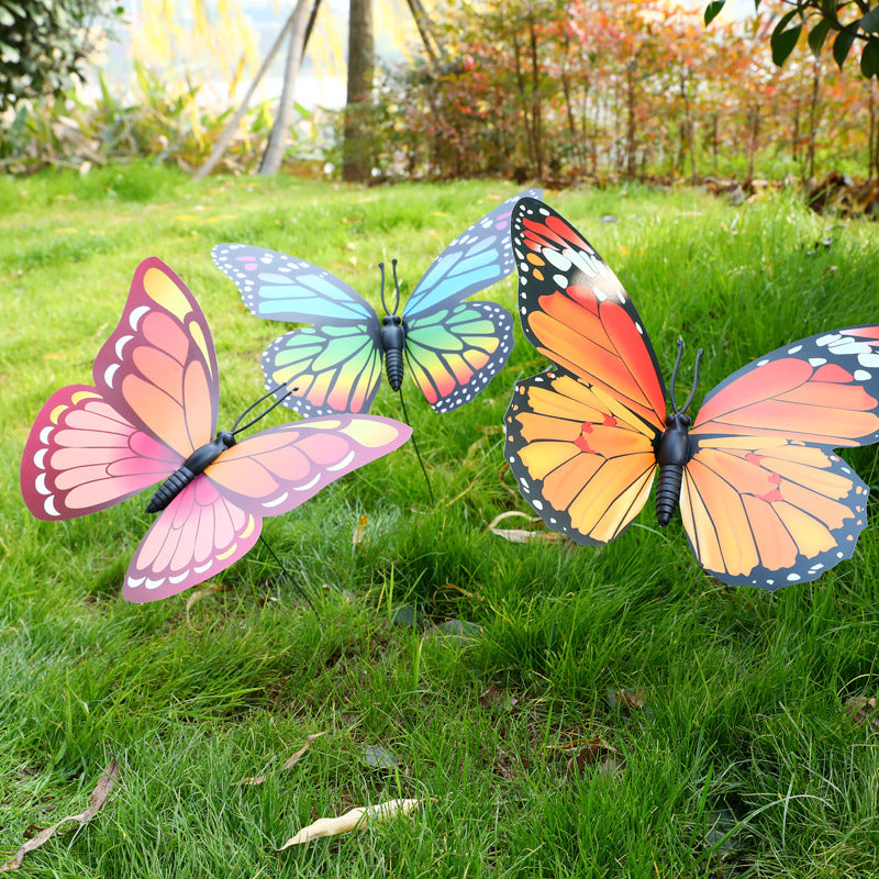 1pcs 30cm Random Color Artificial Butterfly for Garden Decorations Fake Simulation Butterfly Stakes Yard Plant Lawn Decor A