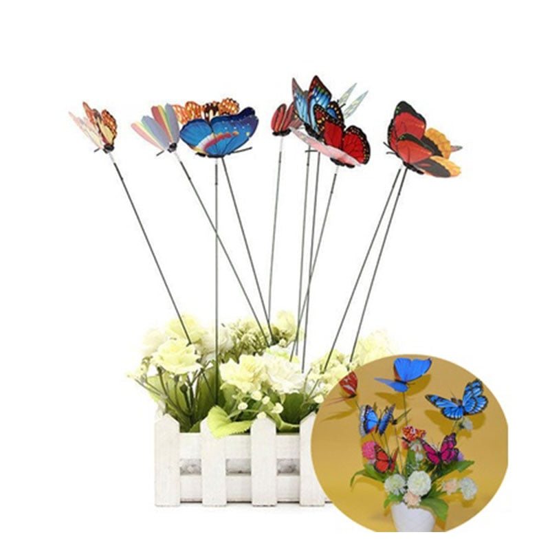 10pcs Butterfly Shaped On Stick Garden Vase Lawn Craft Art Plant Decoration