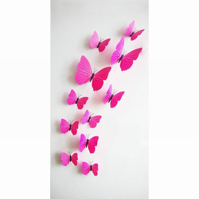 3D Butterfly Wall Decals Multicolor PVC Wall Stickers For TV Wall Kids Bedroom Wall Home house Decoration New fashion