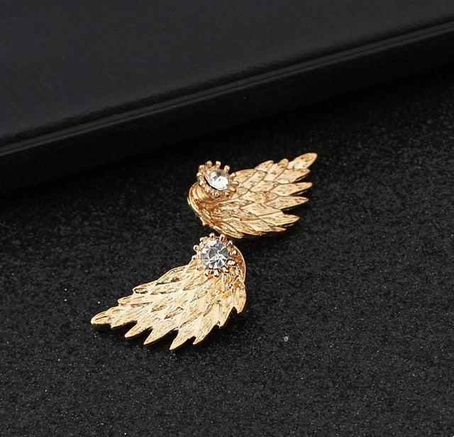New Gothic Gold Silver Plated Cool Angel Wings Alloy Cool Feather Earring for Women Fashion Jewelry Gifts Boucle D'oreille Femme