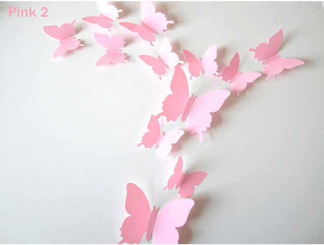 12pcs/lot 3D PVC Wall Stickers Butterflies DIY Wall Sticker Home Decor Poster Kids Rooms Party Celebration Wall Decoration