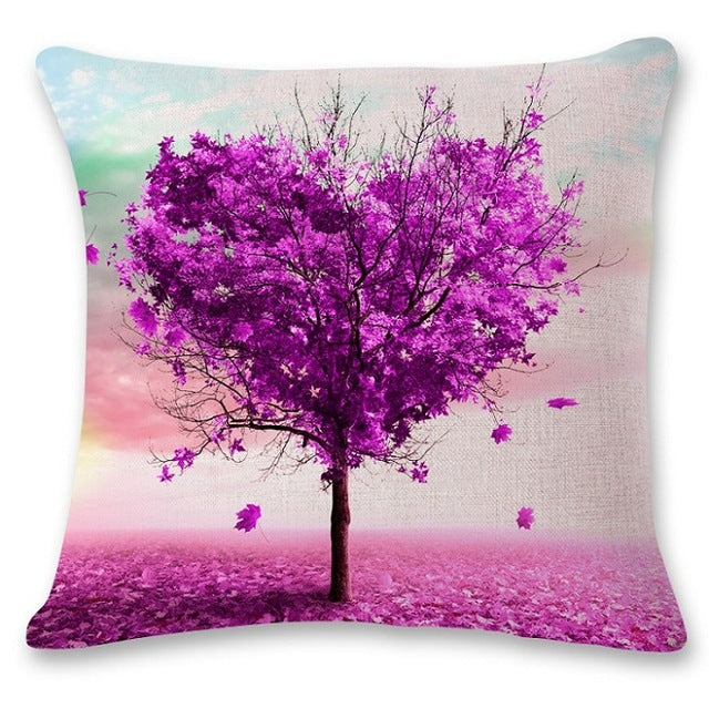 SMAVIA Popular Purple Trees Design Cushion Covers Purple Butterfly Portraits Pillowcase Car/ Chair/ Sofa Pillow Covers 45*45 cm