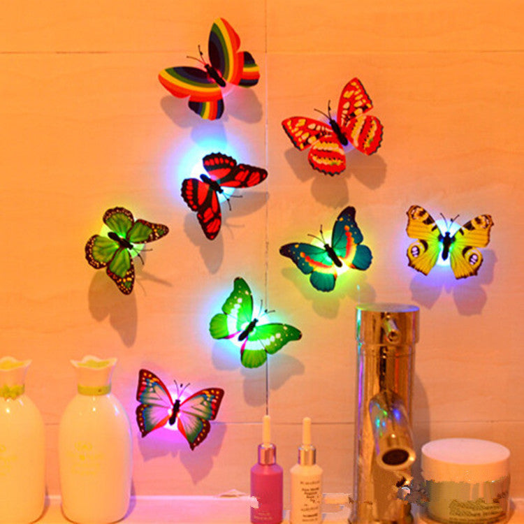Colorful Luminous Butterfly LED Night Light Wedding Decorative Lamp Stickers Children Small Gifts TOYS game Battery Operated
