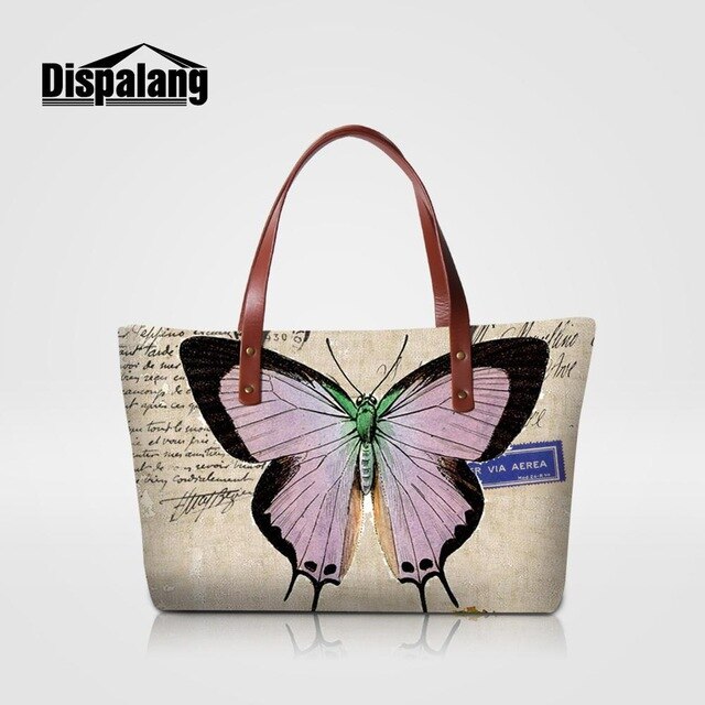 Dispalang Brand Women Bag Animal Butterfly Print Handbags Female Casual Shoulder Bag Ladies Beach Bags Girls Top-handle Bags
