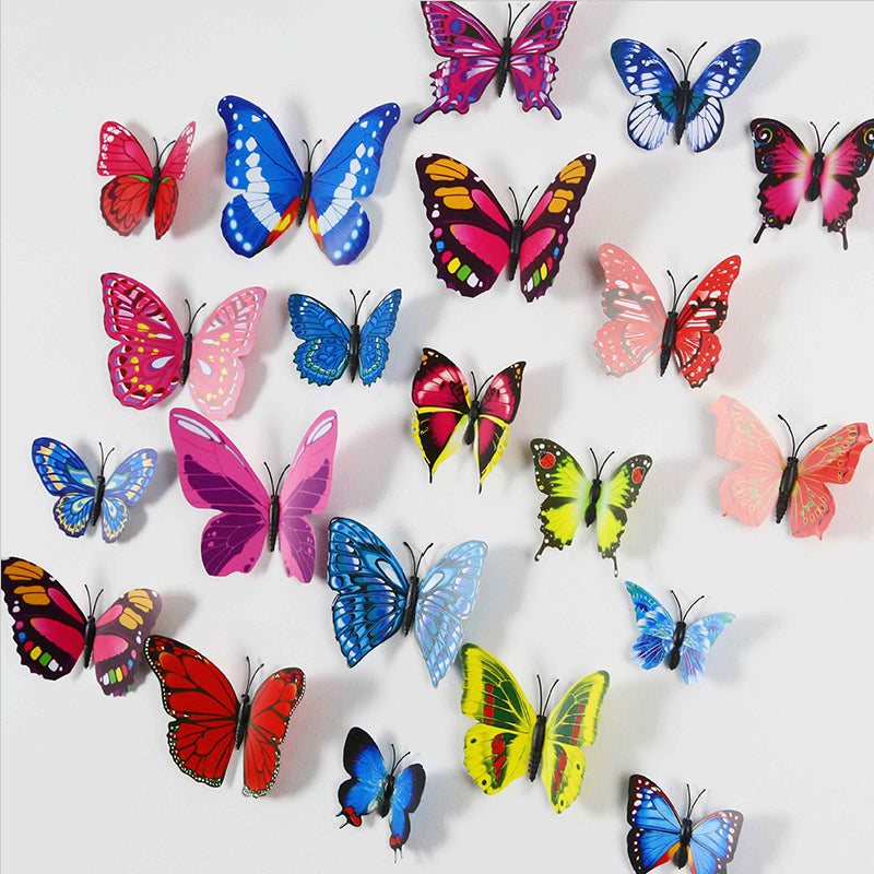 12 pieces/lot PVC 3d Butterfly wall decor cute Butterflies wall stickers art Decals home Decoration 3d butterfly wall stickers