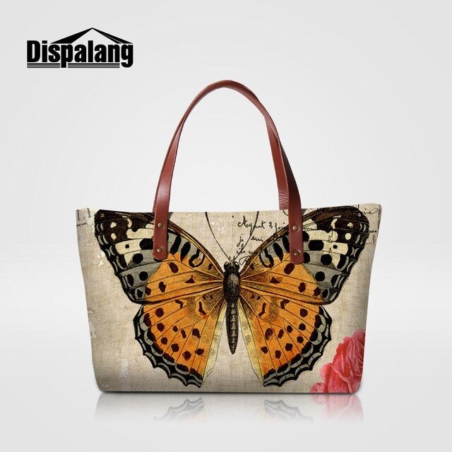 Dispalang Women Bag  Vintage butterfly Printing Ladies Handbag Summer Beach Bag Female Shopping Bag Big Tote Travel Shoulder Bag