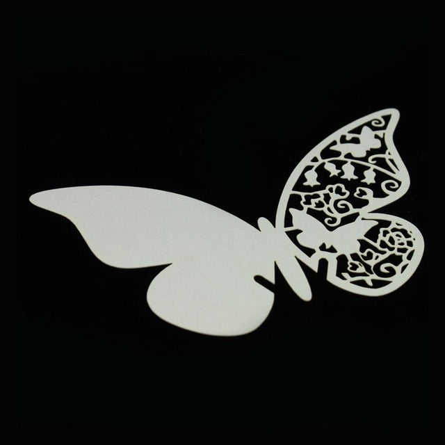 30pcs/lot Laser Cut Paper Butterfly Wine Glass Card Name Place Cup Escort Card for Wedding Christmas Birthday Party Decorations