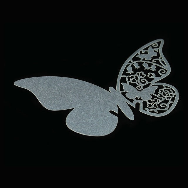 30pcs/lot Laser Cut Paper Butterfly Wine Glass Card Name Place Cup Escort Card for Wedding Christmas Birthday Party Decorations