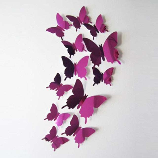 Wall Stickers Decal Butterflies 3D Mirror Wall Art Home Decors