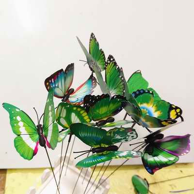 Colourful Garden Plastic Butterflies On Sticks Dancing Flying Fluttering Butterfly DIY Art Ornament Vase Lawn Garden Decoration
