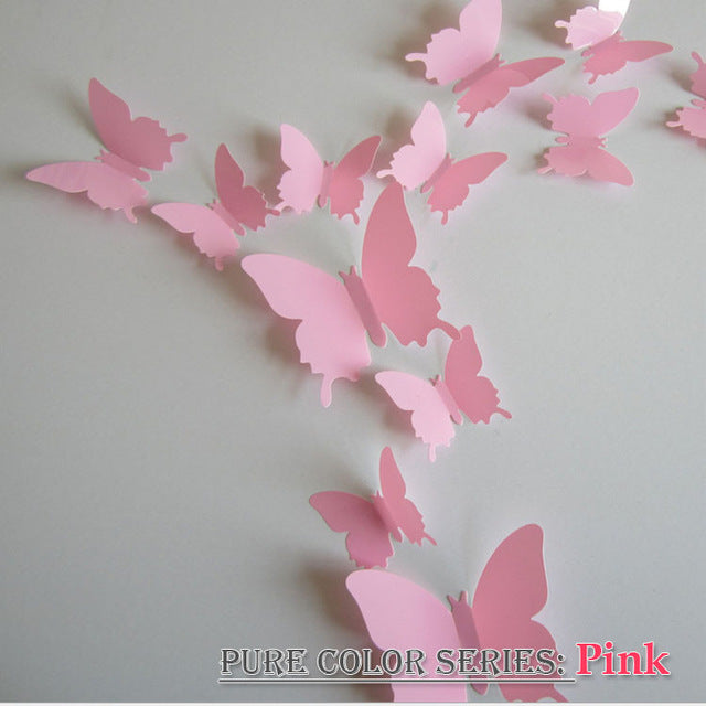 12 Pcs/set 3D PVC Double Butterfly Wall Sticker Butterfly on the wall Home Decor New Arrival Fridage stickers Decoration