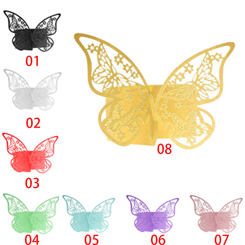 Wonderful New Fashion 50pcs Butterfly Napkin Ring Serviette Holder Wedding Party Favors Paper Decoration