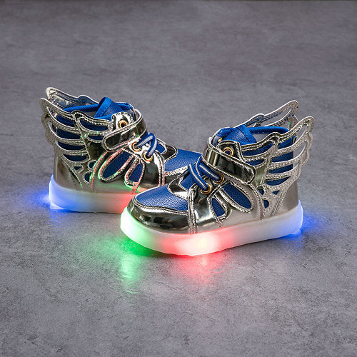 2017 New Children shoes with light child glowing sneakers led kids Lighted Shoes toddler Boy LED Flashing girls shoes wings