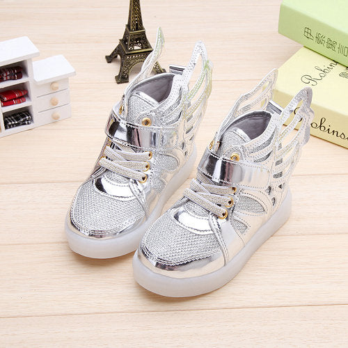 2017 New Children shoes with light child glowing sneakers led kids Lighted Shoes toddler Boy LED Flashing girls shoes wings