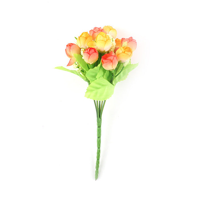 Hourong 1pc Bunch Silk Rose Flower small bud roses bract simulation flowers silk rose decorative Flowers for Wedding Home Decora