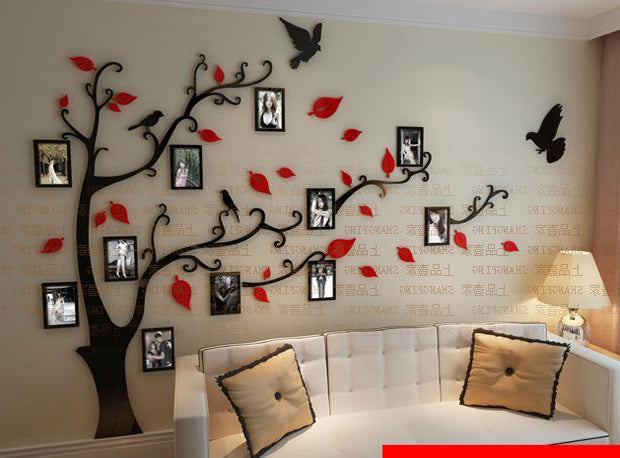 New arrival Crystal acrylic Frame tree bird Three-dimensional wall stickers TV wall sofa background decoration 3D wall stickers