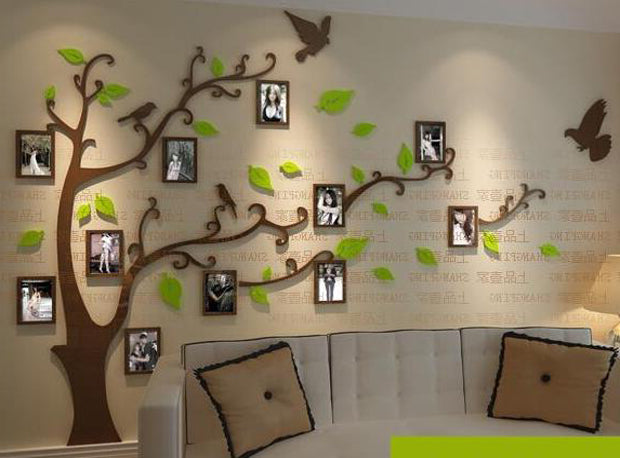 New arrival Crystal acrylic Frame tree bird Three-dimensional wall stickers TV wall sofa background decoration 3D wall stickers