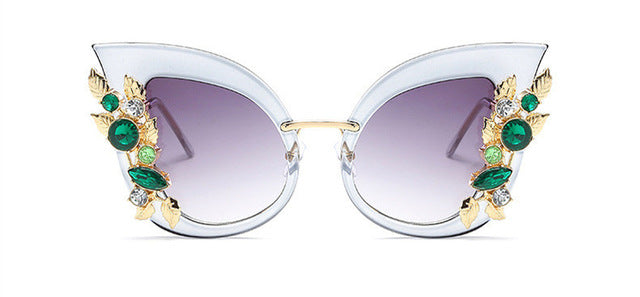 Emosnia Fashion Ladies Rhinestone Cat Eye sunglasses Women Designer Sexy Shade for Female Sun Glasses Luxury Black Pink Color