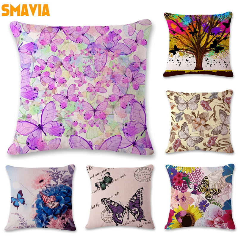 SMAVIA Pretty Butterfly Design Cushion Covers Car/ Chair/ Sofa/ Seat Pillow Covers 45*45 cm Pillowcase Home Decoration 1 piece
