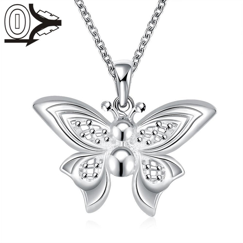 Free Shipping!Wholesale Silver Plated Necklace & Pendant,Fashion Jewelry Accessories,Classic Pop Butterfly Female Necklaces