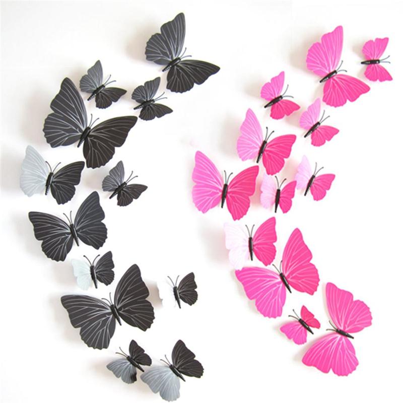 Removable 3D Vinyl Butterfly Wall Sticker Home Decor DIY Christmas Stickers For Kids Room Decorative Wedding Decoration LY2