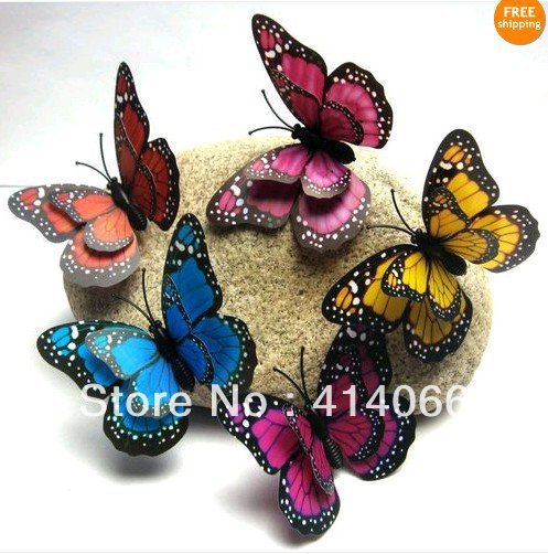 Hot& wholesale 100Pcs 3D mixed Artificial Butterfly for Wedding Decorations Party Supplies 7cm