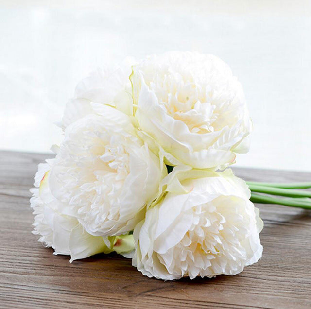 5 Heads Peonies Fake Flowers Artificial Flower Peony Bouquet Real Touch Silk flowers for Wedding Home Autumn Decor