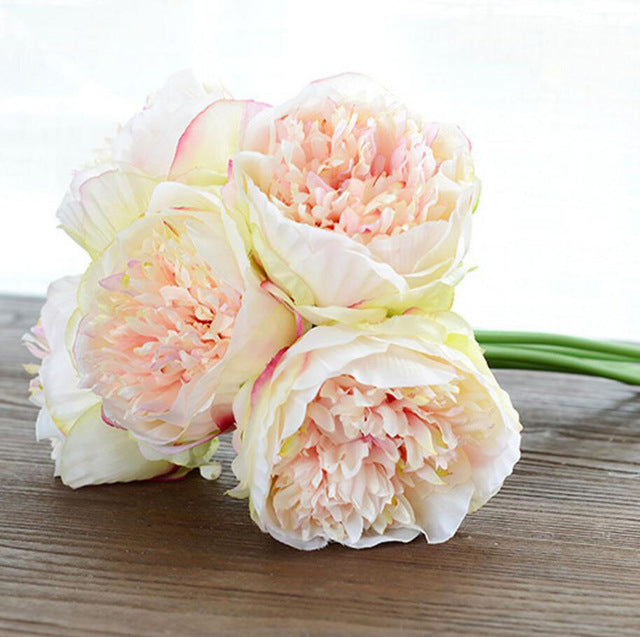5 Heads Peonies Fake Flowers Artificial Flower Peony Bouquet Real Touch Silk flowers for Wedding Home Autumn Decor
