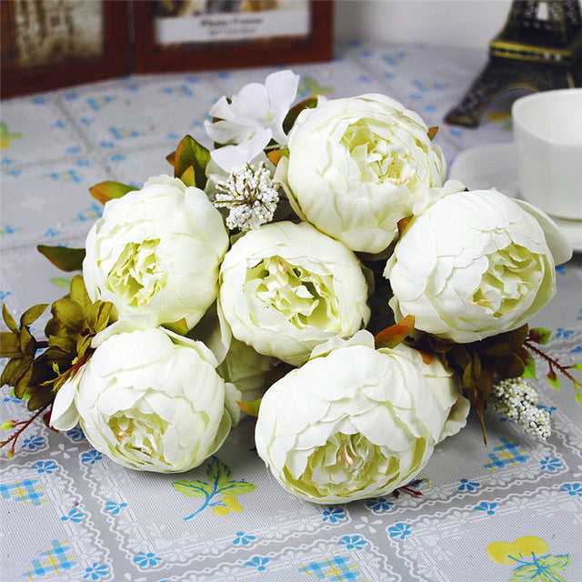 Yaran Artificial Flowers 6 Head Branch Peony Silk Simulation Flower Fake Flower Wedding Bouquets Home Decoration Table ccessory