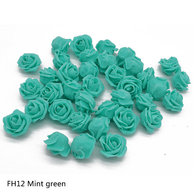 50pcs/lot 4.5cm Foam Rose Flower Head Artificial Flowers For Home Garden DIY Wreath Wedding Decoration Festive Party Supplies 8Z
