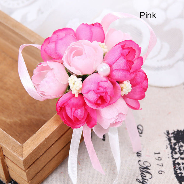 3 PCS  Rose Wrist Corsage Bridesmaid Sisters Hand Flowers Artificial Bride Flowers for Wedding Party Decor Bridal Prom
