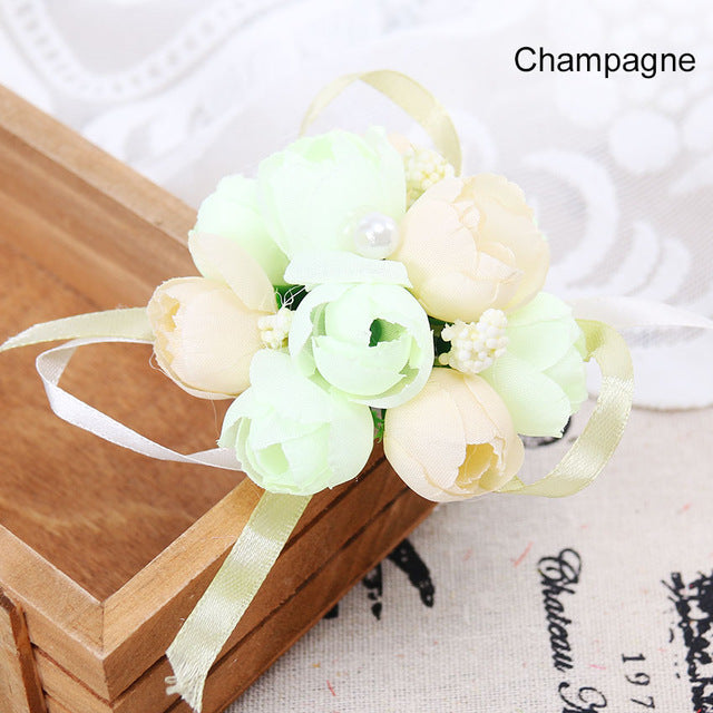 3 PCS  Rose Wrist Corsage Bridesmaid Sisters Hand Flowers Artificial Bride Flowers for Wedding Party Decor Bridal Prom