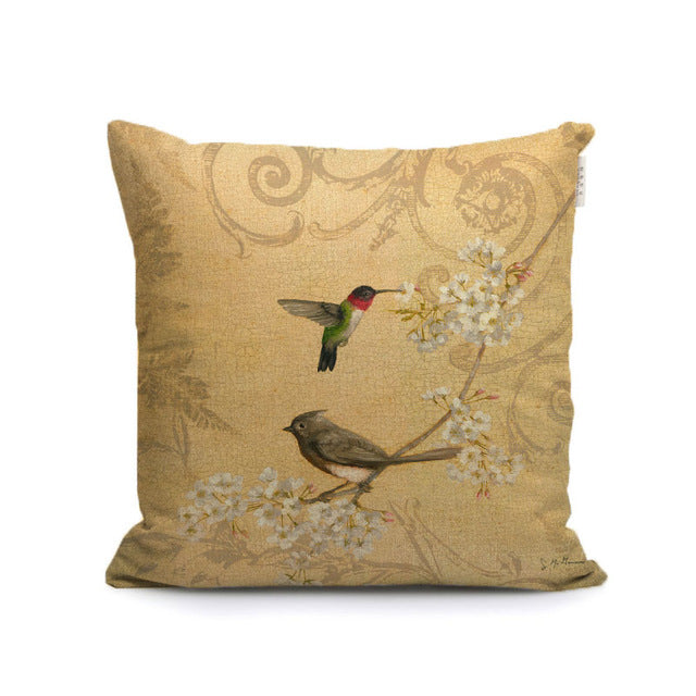 vintage nordic bird and butterfly decorative pillows covers oil painting plants and animal throw cushion cases for sofa home