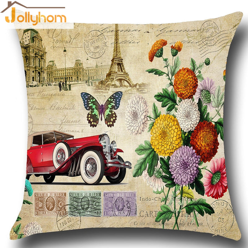 European Retro Style Pillowcase Building Butterfly Pillow Cover Household Decor Cushion Cover 9 Colors Option 45x45cm(17''x17'')