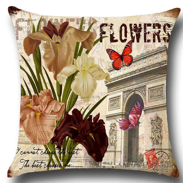 European Retro Style Pillowcase Building Butterfly Pillow Cover Household Decor Cushion Cover 9 Colors Option 45x45cm(17''x17'')