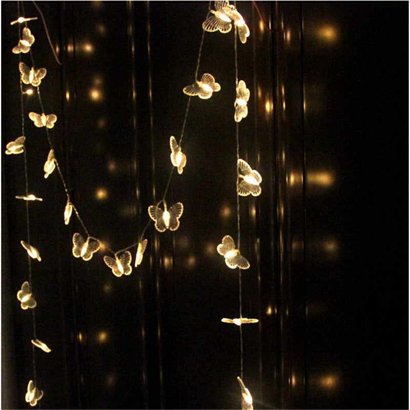 6M 40 LED Butterfly Fairy String Lights night lamp Christmas Wedding Party Garden Home Decor Battery operated Garland lights