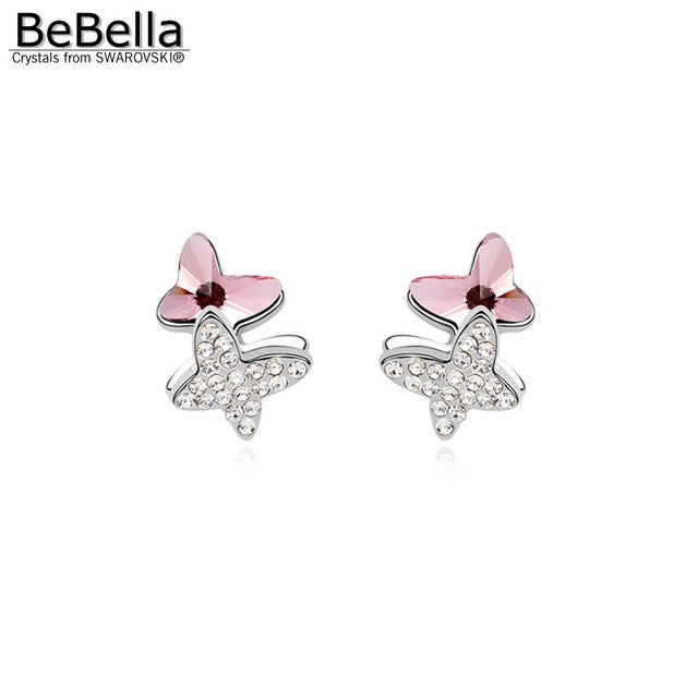 BeBella 3 colors women crystal butterfly earrings made with Austrian crystals from Swarovski for women gift