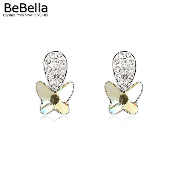 BeBella women gift 3 colors women crystal butterfly earrings made with Austrian crystals from Swarovski