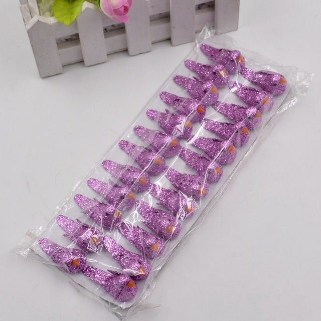 24pcs Mini lovely Artificial foam Bird Flower Supplies For Wedding Car Decoration DIY Scrapbooking Decorative Wreath Fake Flower