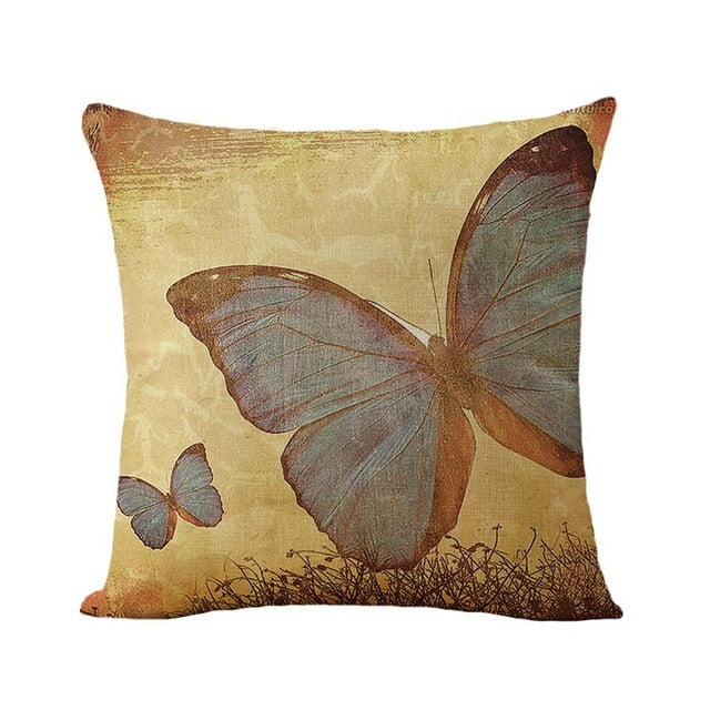45*45cm Cotton Linen Cushion Covers Throw Pillows Case Butterfly Pattern Sofa Cushions Cover Home Decor Pillow Cover funda cojin