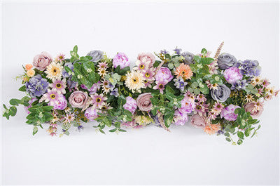 Customize 1m Artificial Flower Row Arch Decor Flower Row Wedding Backdrop Arch Road Lead Flower Arrangement Silk Flower Wall 1pc