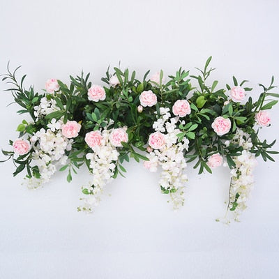 Romantic champagne artificial flower arrangement wedding decoration party props wedding stage arches fake flower row arrangement